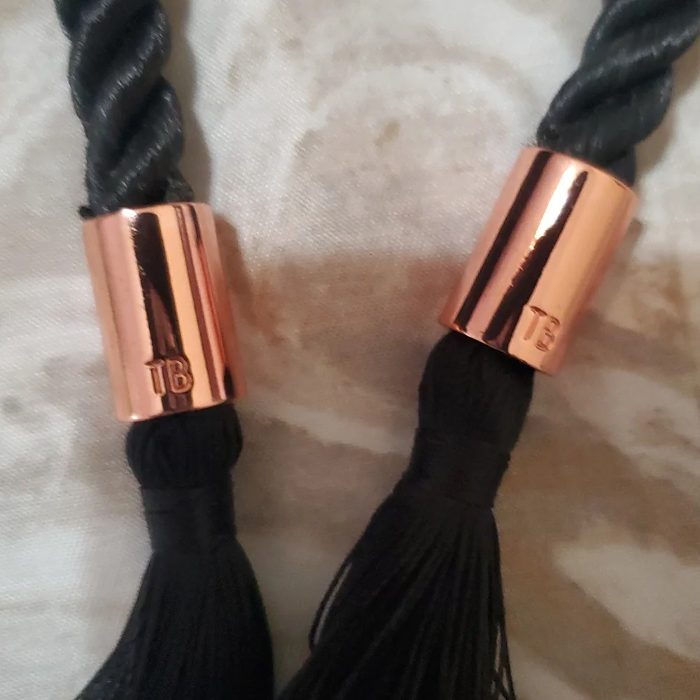 Ted Baker Black Rope Tassel Belt with Rose Gold Accent